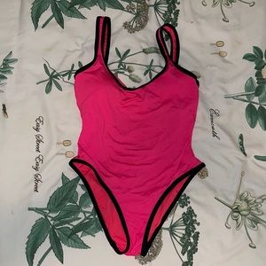 Electric Pink High Cut Scoop Back One Piece Swimsuit